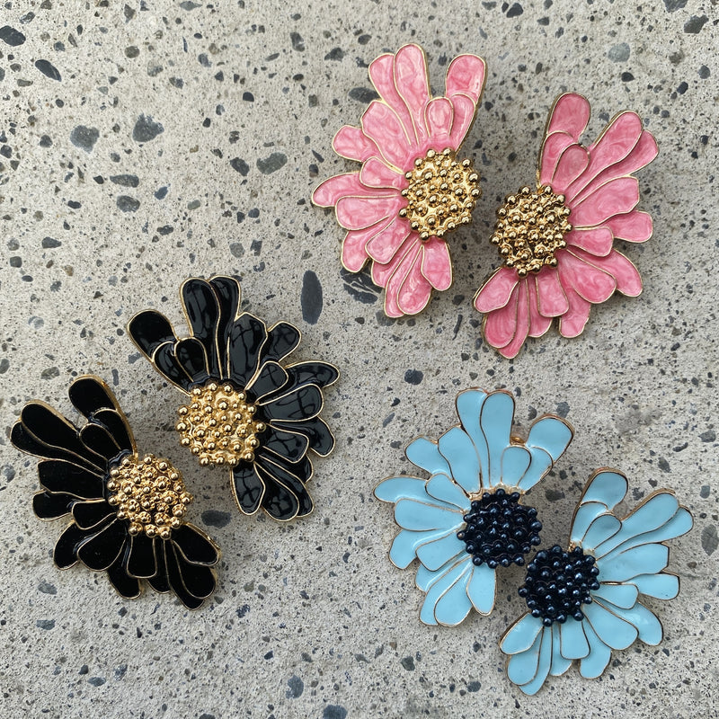 Goldie Enamel Flower Earrings
