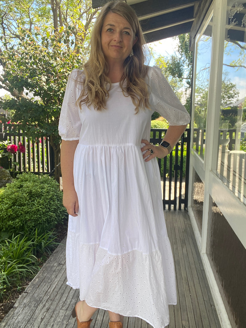 GOLDEN Tilly White Broderie Dress